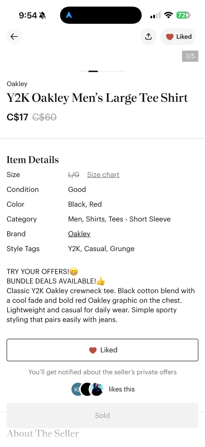 Oakley Y2K Men's Large Black Tee Shirt - photo 3