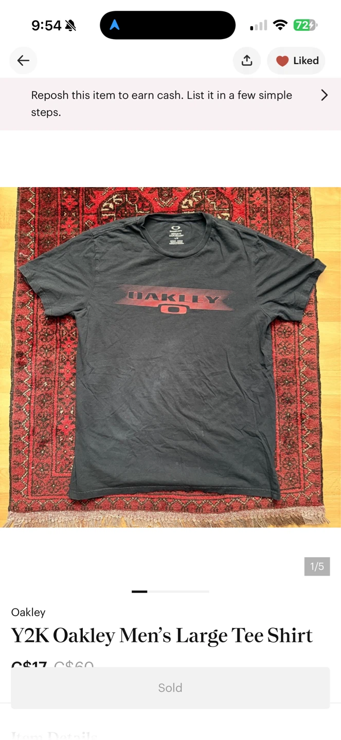 Oakley Y2K Men's Large Black Tee Shirt