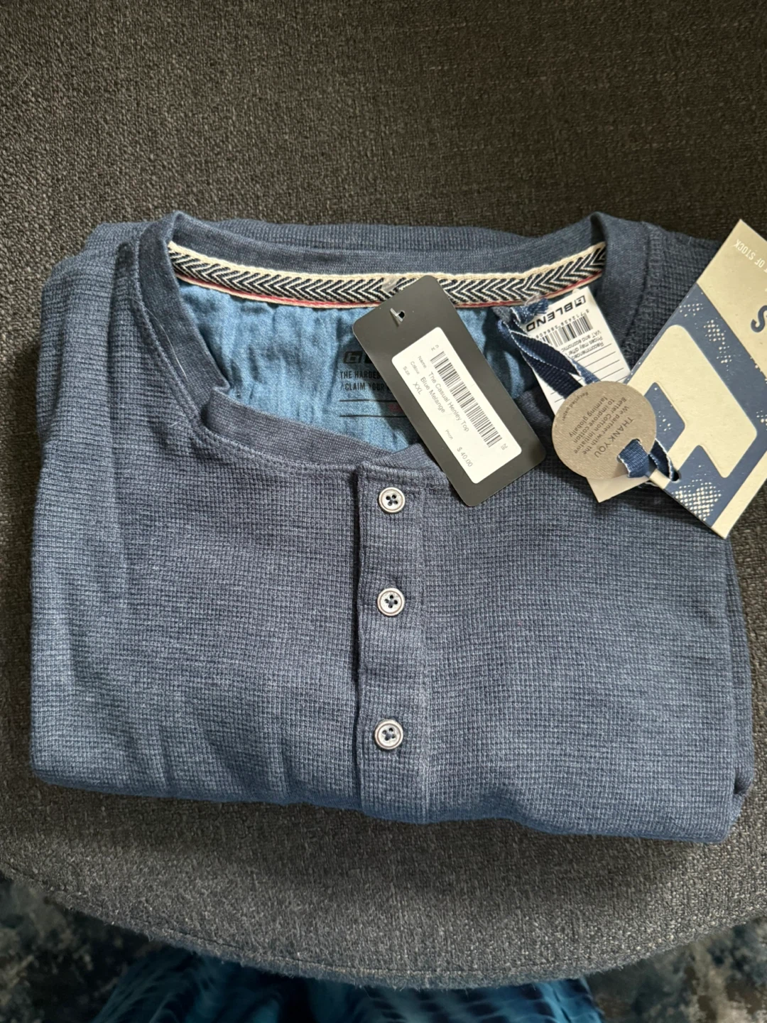 Blend "The Hammock" Henley Shirt - Blue - Size L