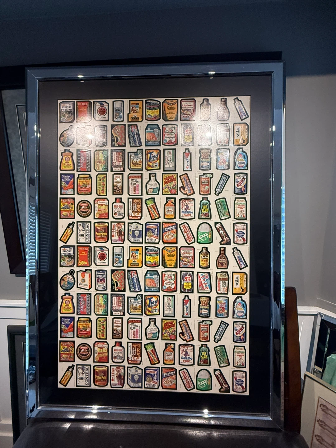 Two Framed uncut sheets of wacky pack stickers
