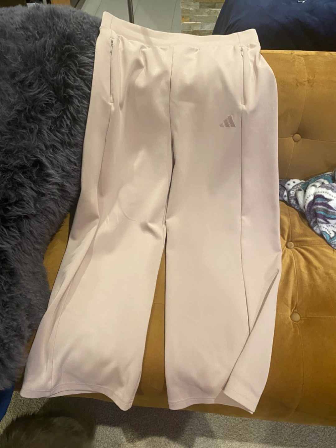 Adidas Women's Light Pink Track Pants - Size L/G