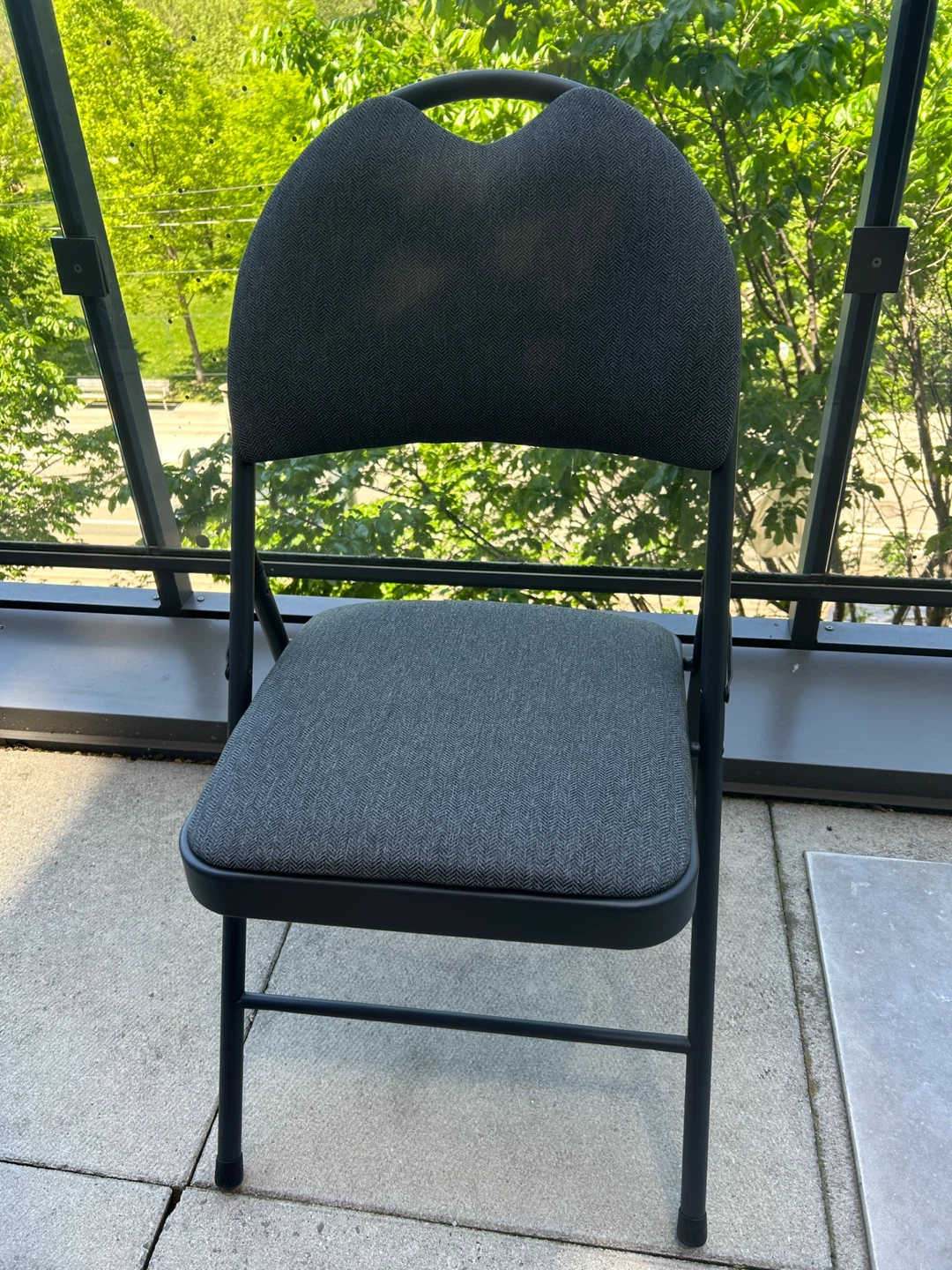 Black Folding Chair with Padded Seat and Back