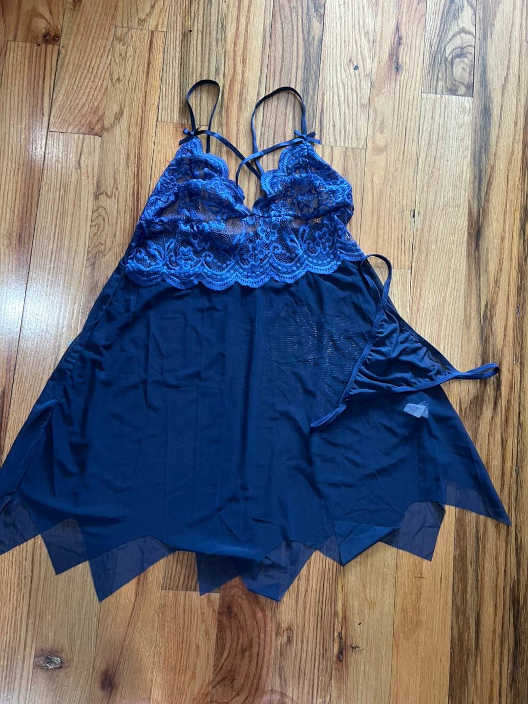 Blue Lace Babydoll Lingerie Set
