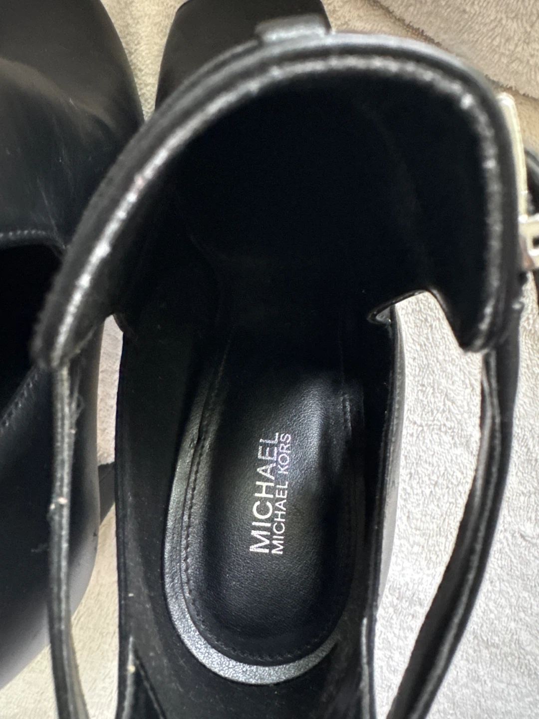 Michael Kors Black Peep-Toe Ankle Booties Heels