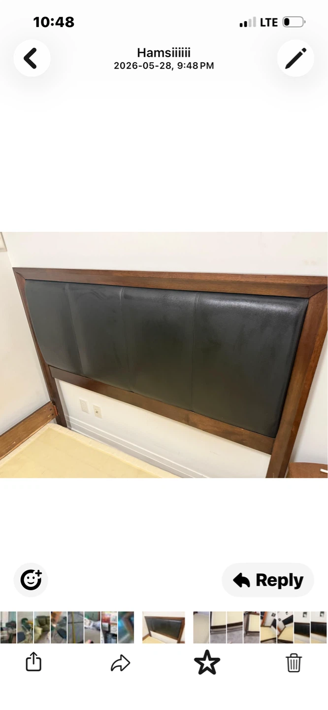 Wooden & letter  Queen bed with black leather mattress box - photo 3