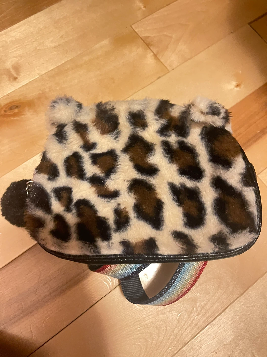 Fuzzy Leopard Print Mini Backpack