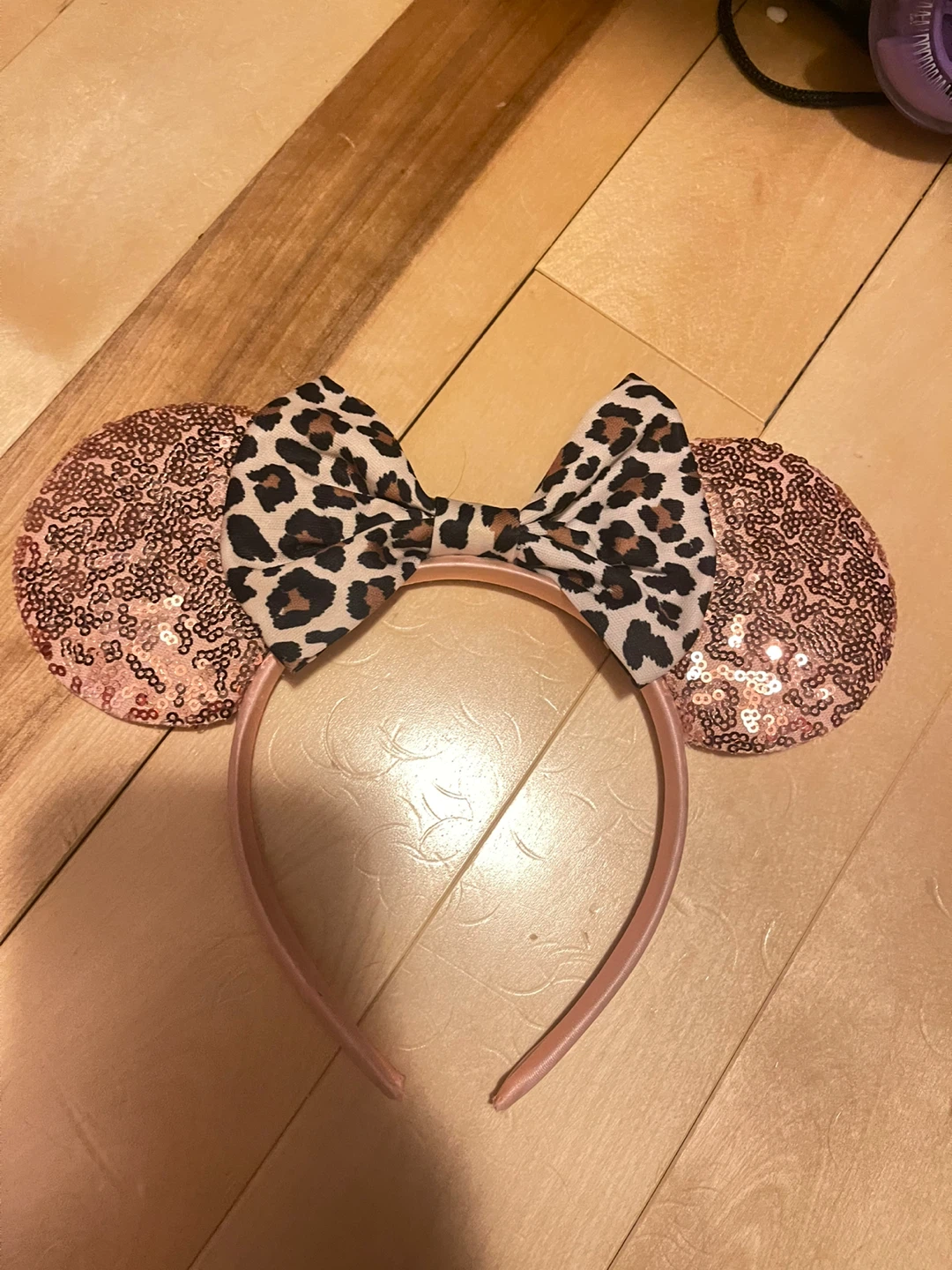 Leopard Print Sequin Minnie Ears Headband