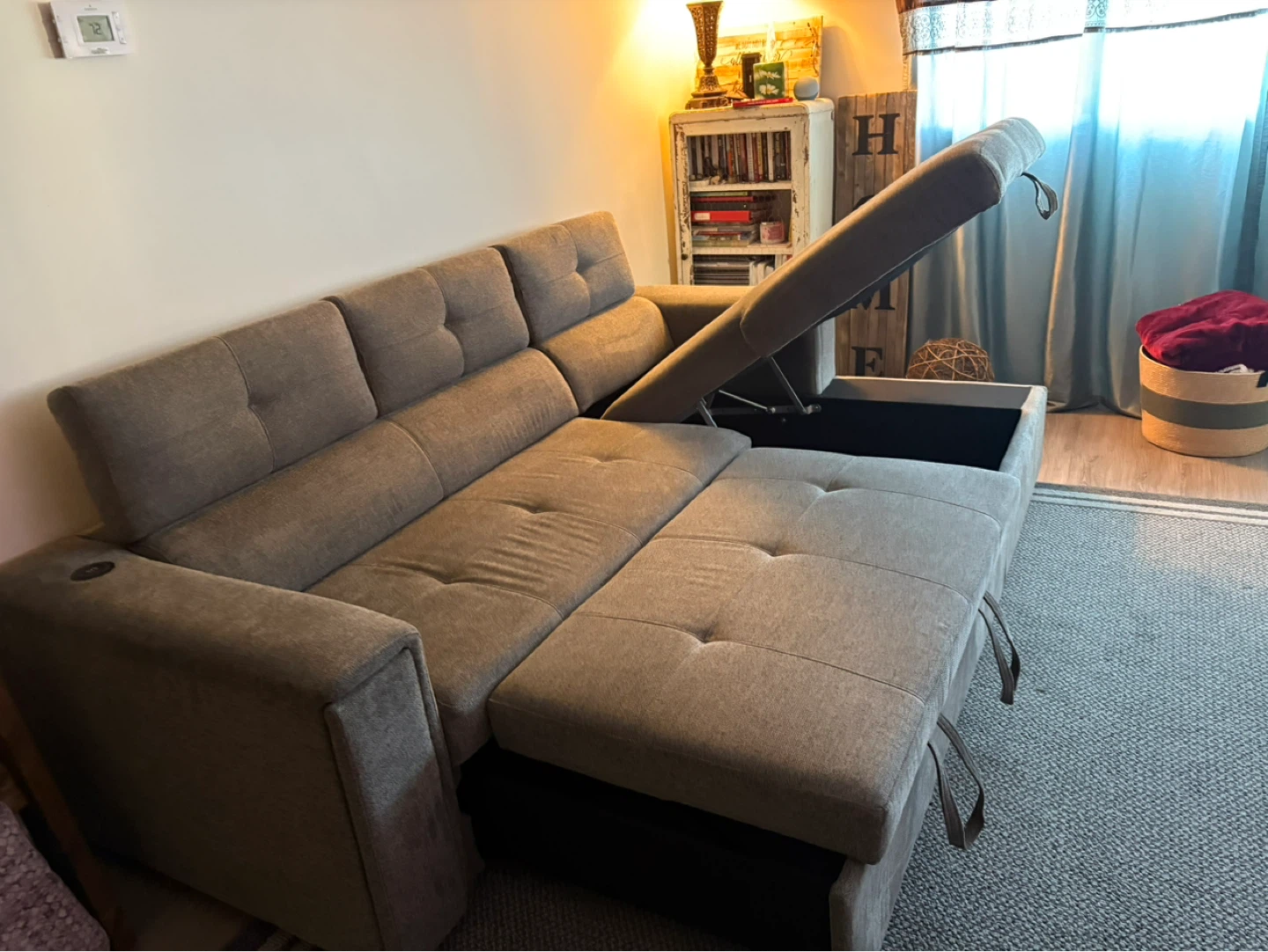 Grey Sectional Sofa with Storage Chaise