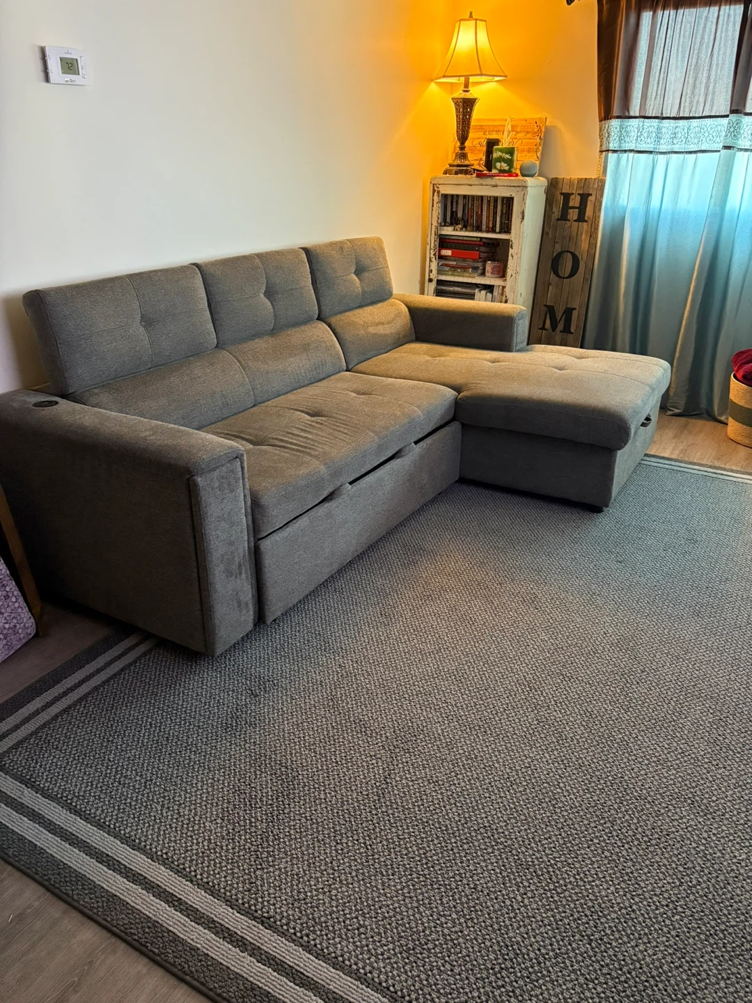 Grey Sectional Sofa with Storage Chaise - photo 2