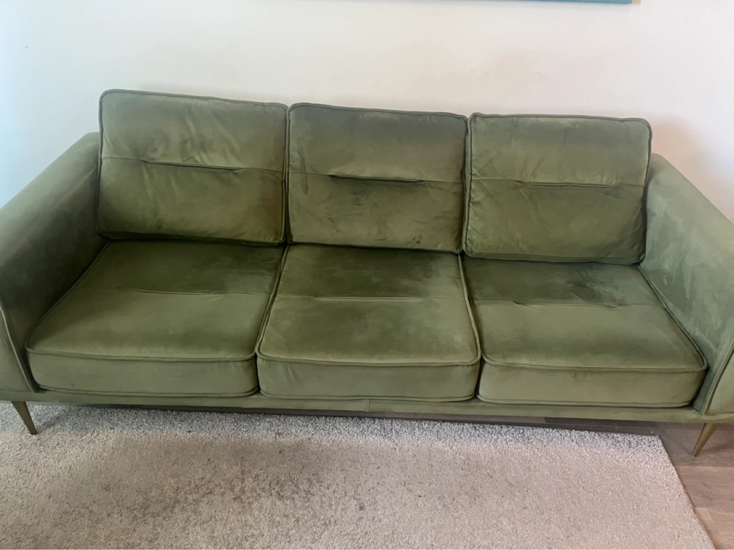 Green Velvet 3-Seater Sofa - photo 2