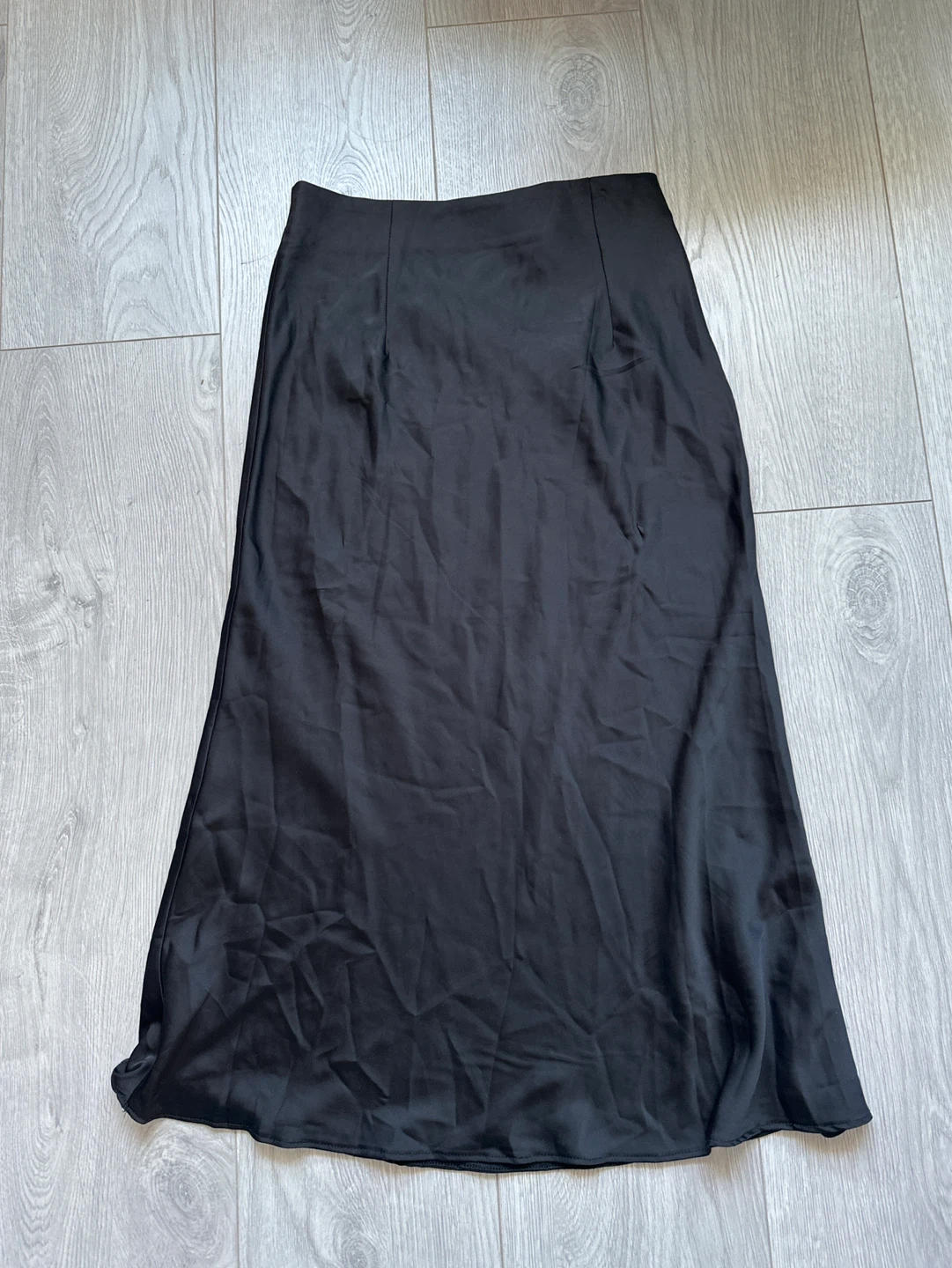 Black Satin Midi Skirt
