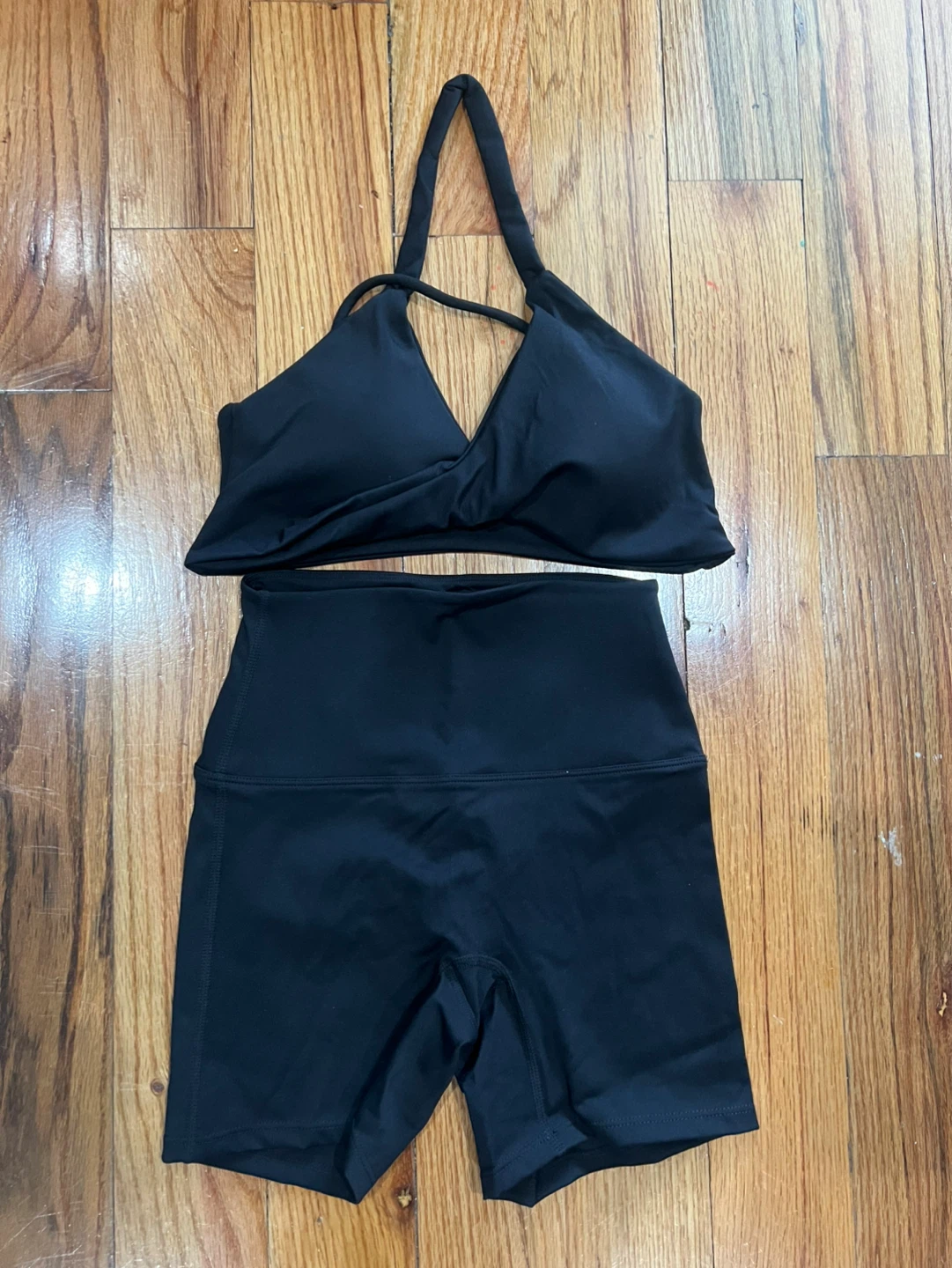 Black Workout Set - Sports Bra & Bike Shorts