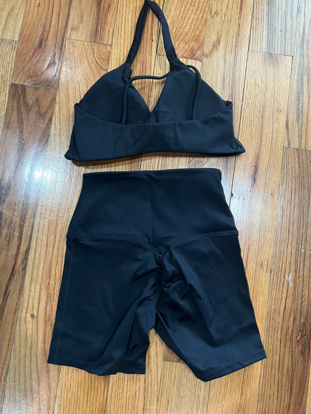 Black Workout Set - Sports Bra & Bike Shorts - photo 2
