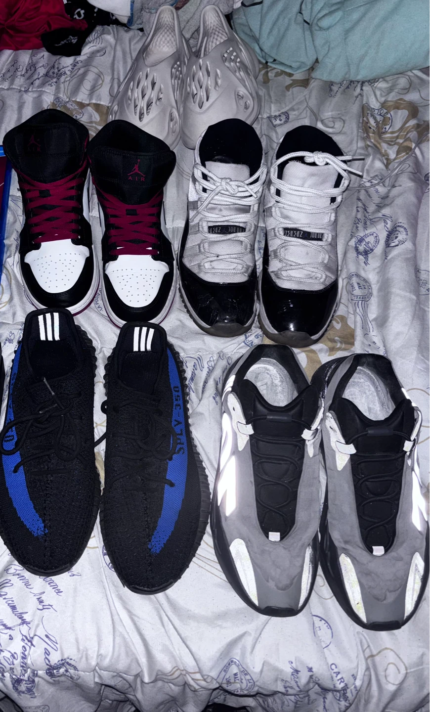Assorted Jordans, Yeezys, and Foam Runners