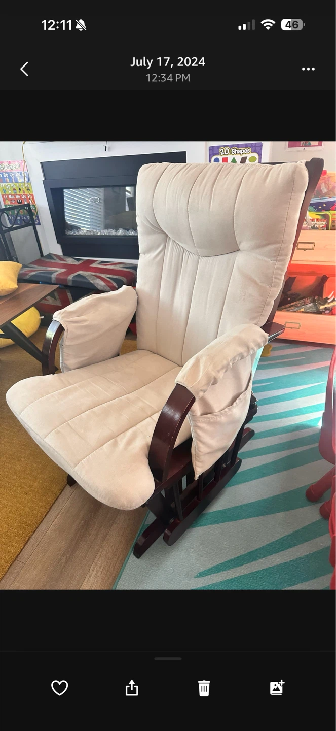 Cream Glider Rocking Chair with foot rest