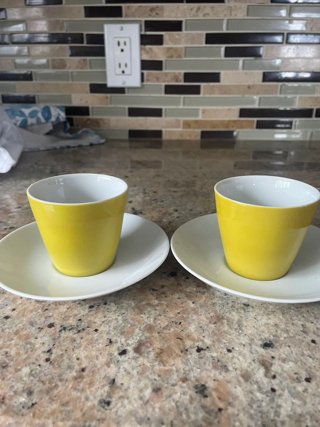 Mikasa Elite Yellow Fine China Cups and Saucers (Set of 2)