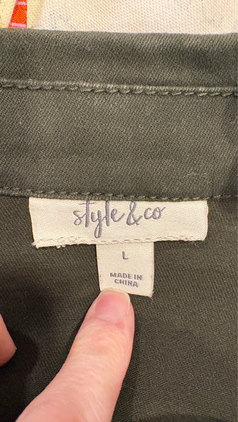 Olive Green Jacket with Ruffle Detail - Size L - photo 3