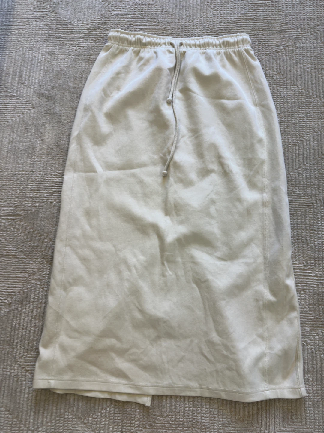 Zara Cream Midi Skirt with Drawstring Waist