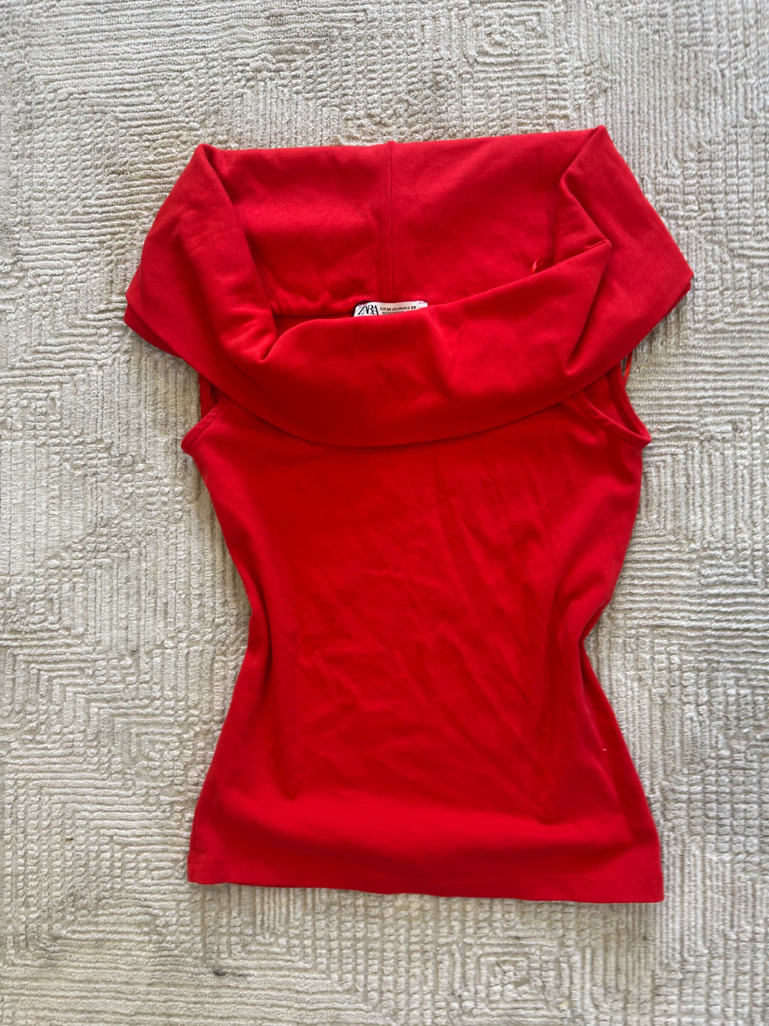 Zara Red Cowl Neck Sleeveless Top