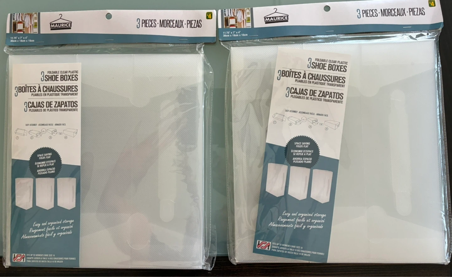 3-Piece Foldable Clear Plastic Shoe Boxes