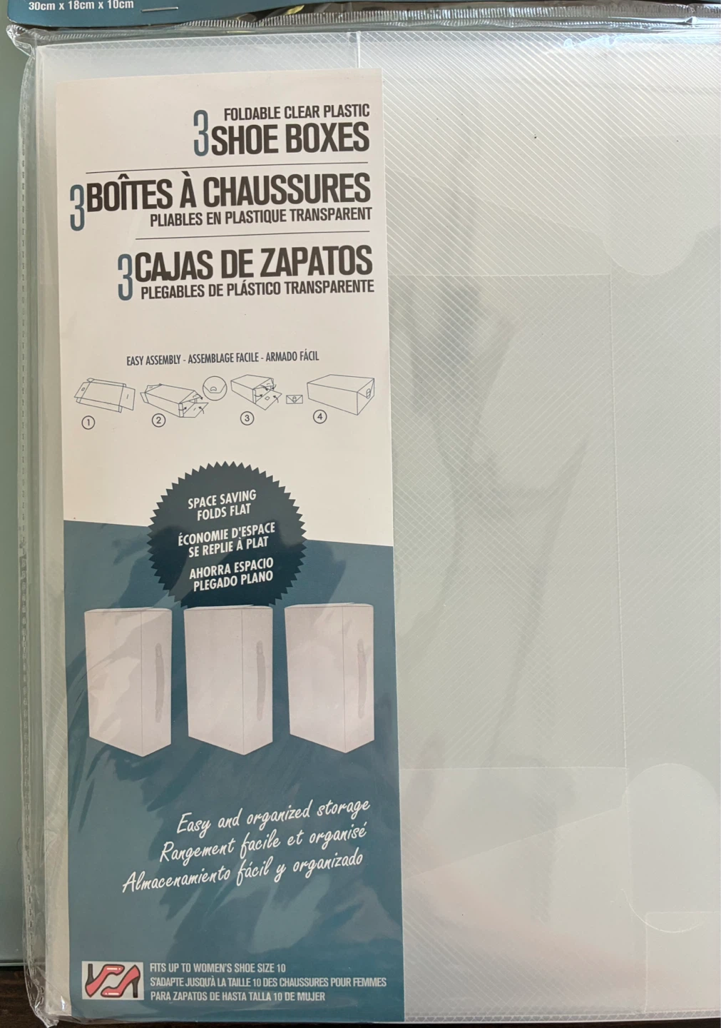 3-Piece Foldable Clear Plastic Shoe Boxes - photo 2