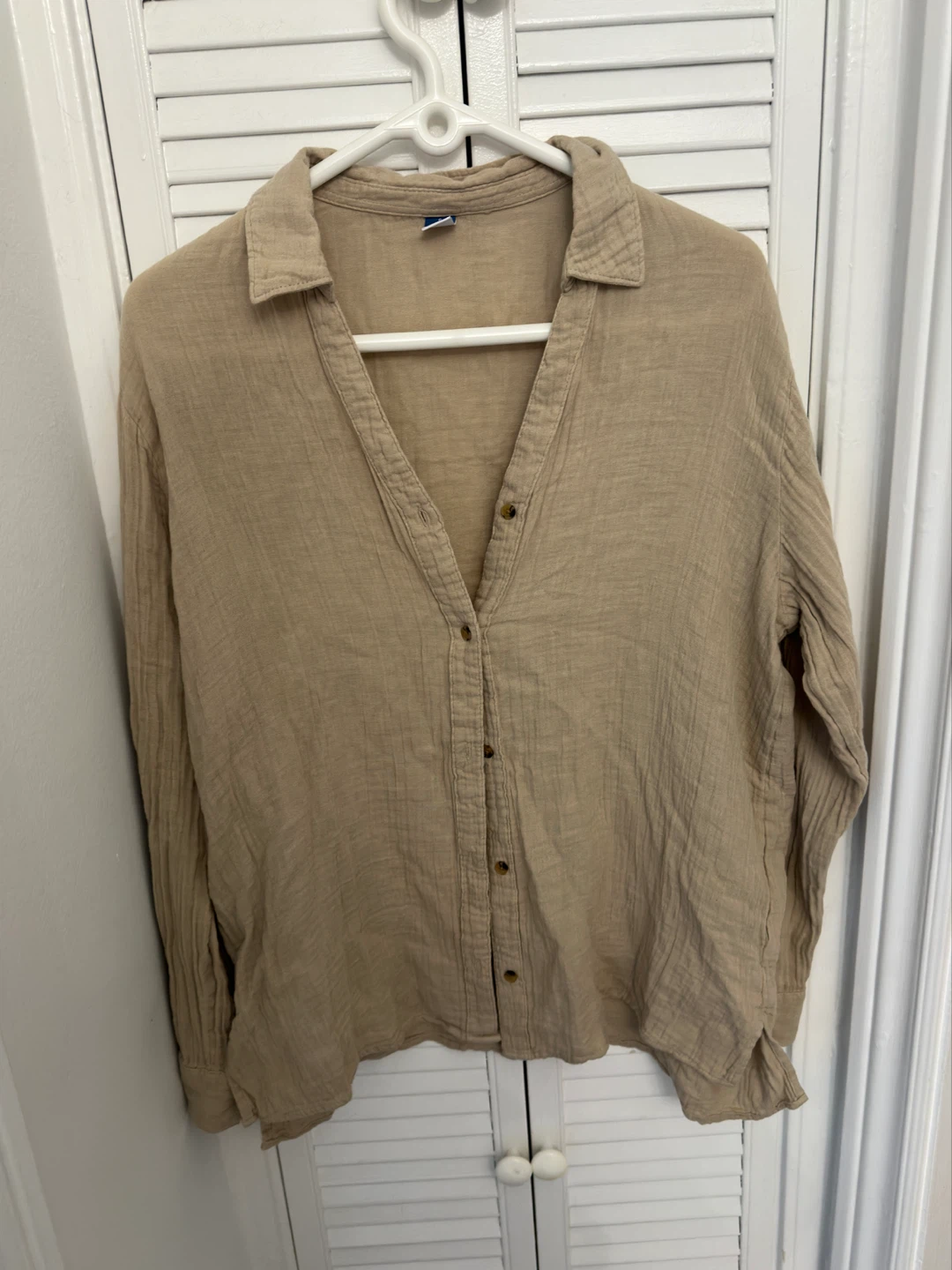 Gauze Shirt - Tan - Size S oversized