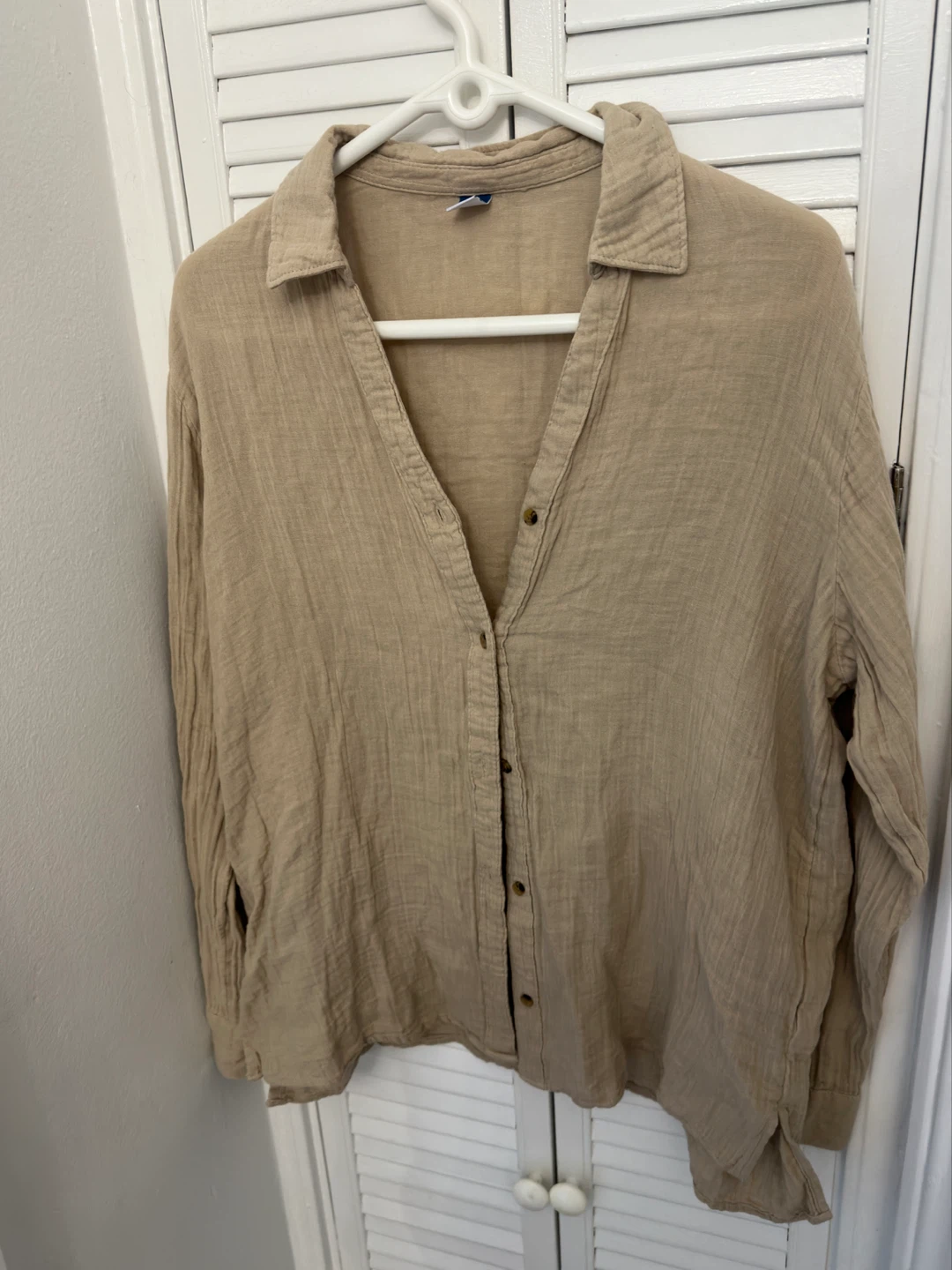 Gauze Shirt - Tan - Size S oversized - photo 2