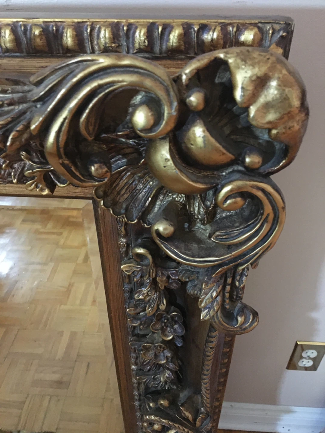 Ornate Gold and Wood Framed Mirror