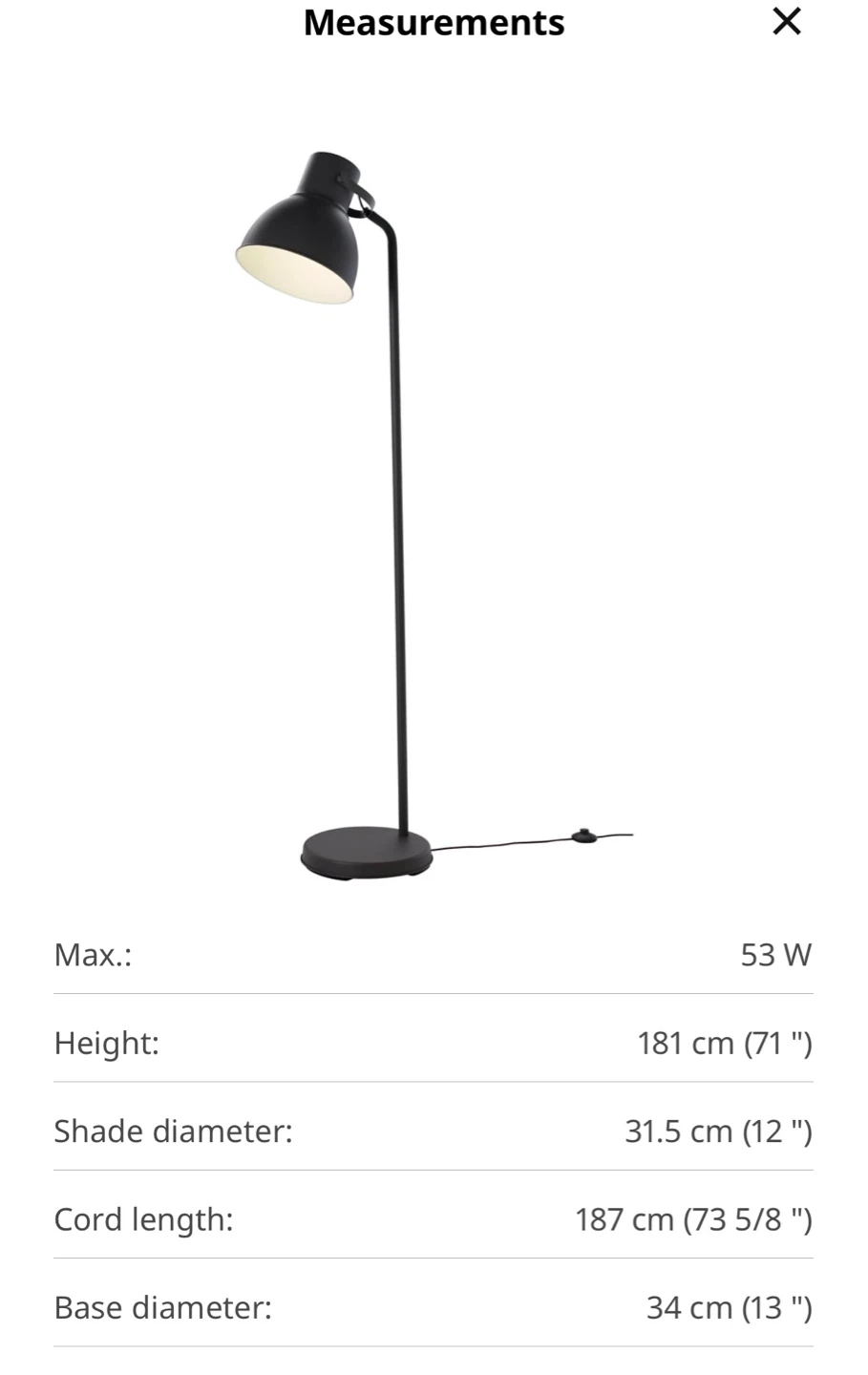 Dark Grey IKEA FOTÖ Floor Lamp - Hektar