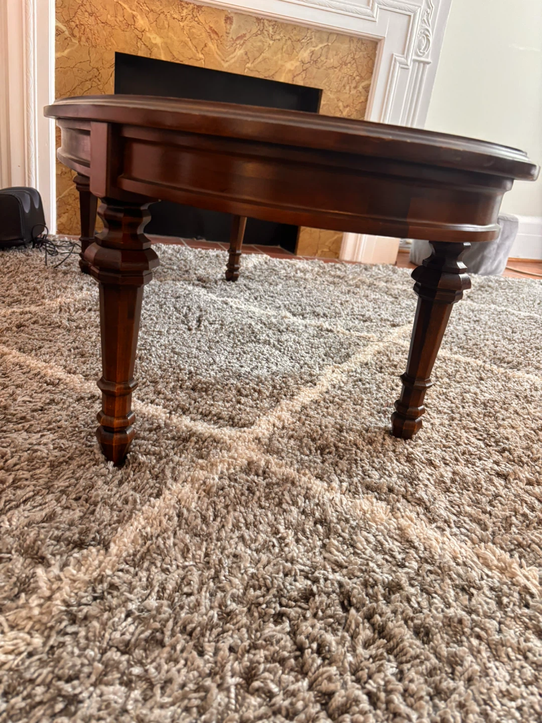 Oval Coffee Table with Travertine Top - photo 2