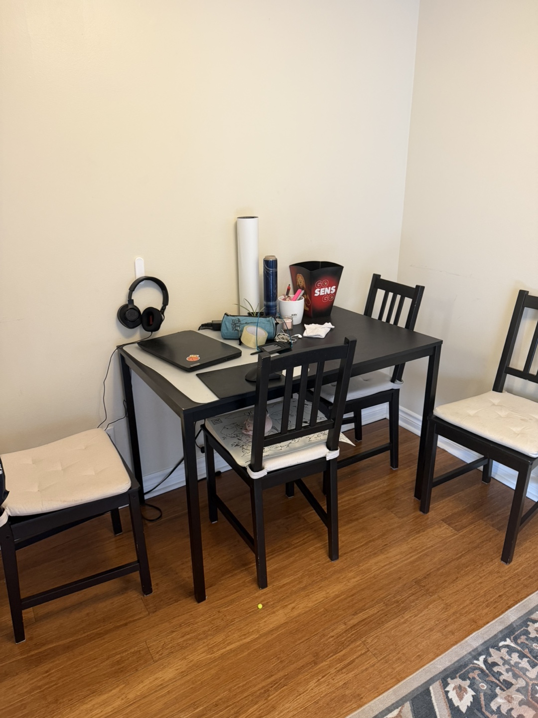 Black Dining Table Set with Four Chairs - photo 3