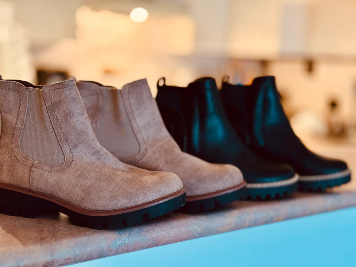 Women's Ankle Boots - Beige and Black