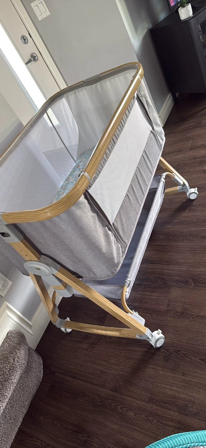 Grey Bassinet with Wood Accents - photo 2