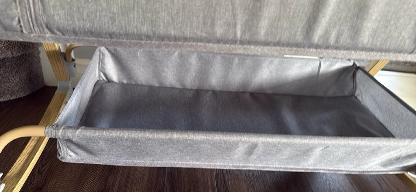 Grey Bassinet with Wood Accents