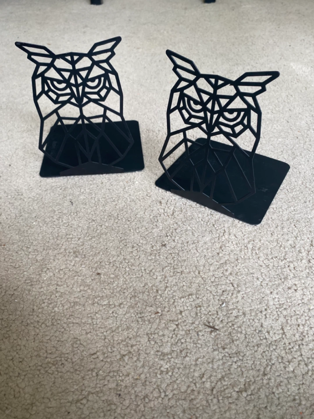 Set of 2 Black Geometric Owl Bookends - photo 2