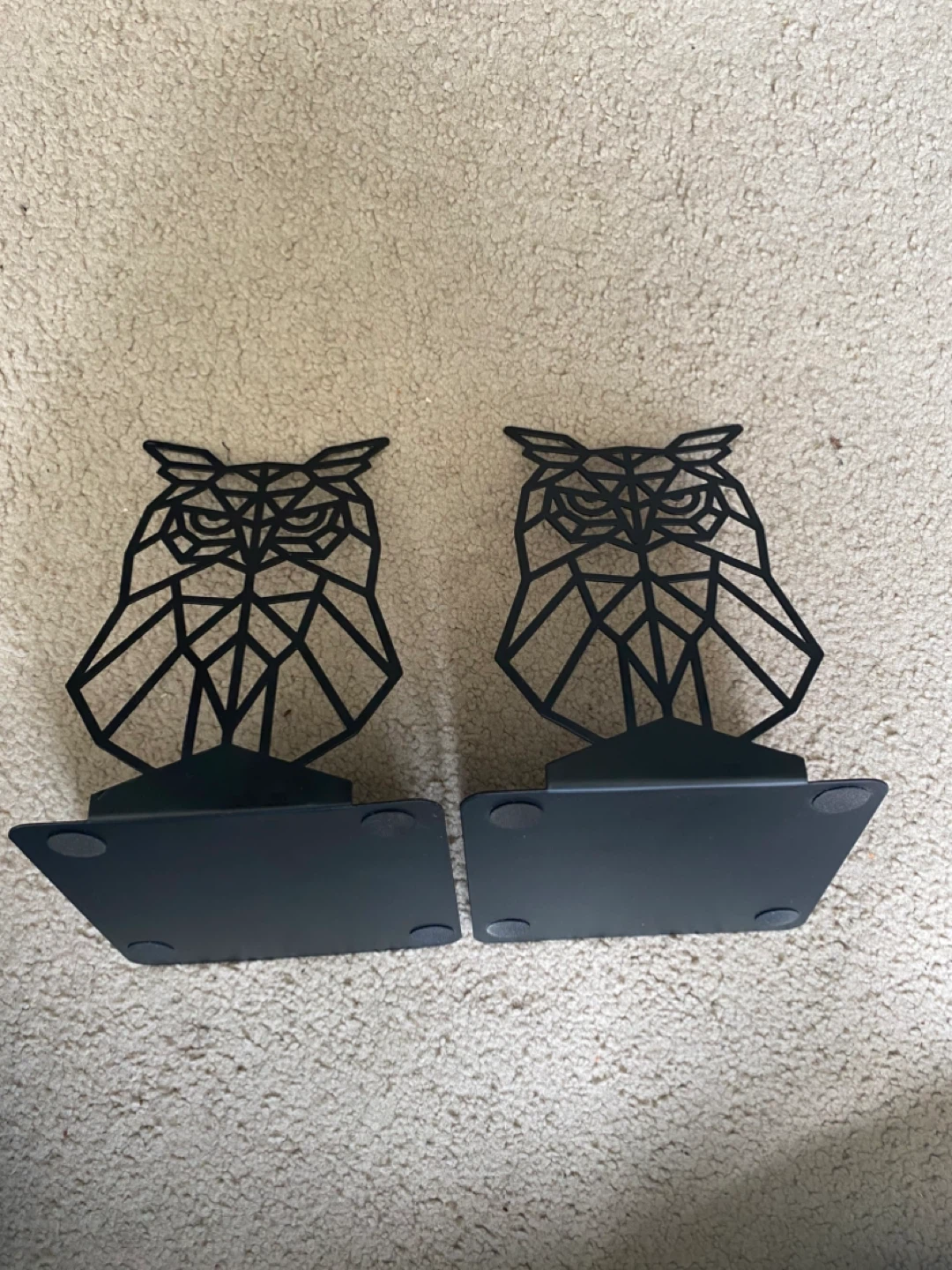 Set of 2 Black Geometric Owl Bookends - photo 4