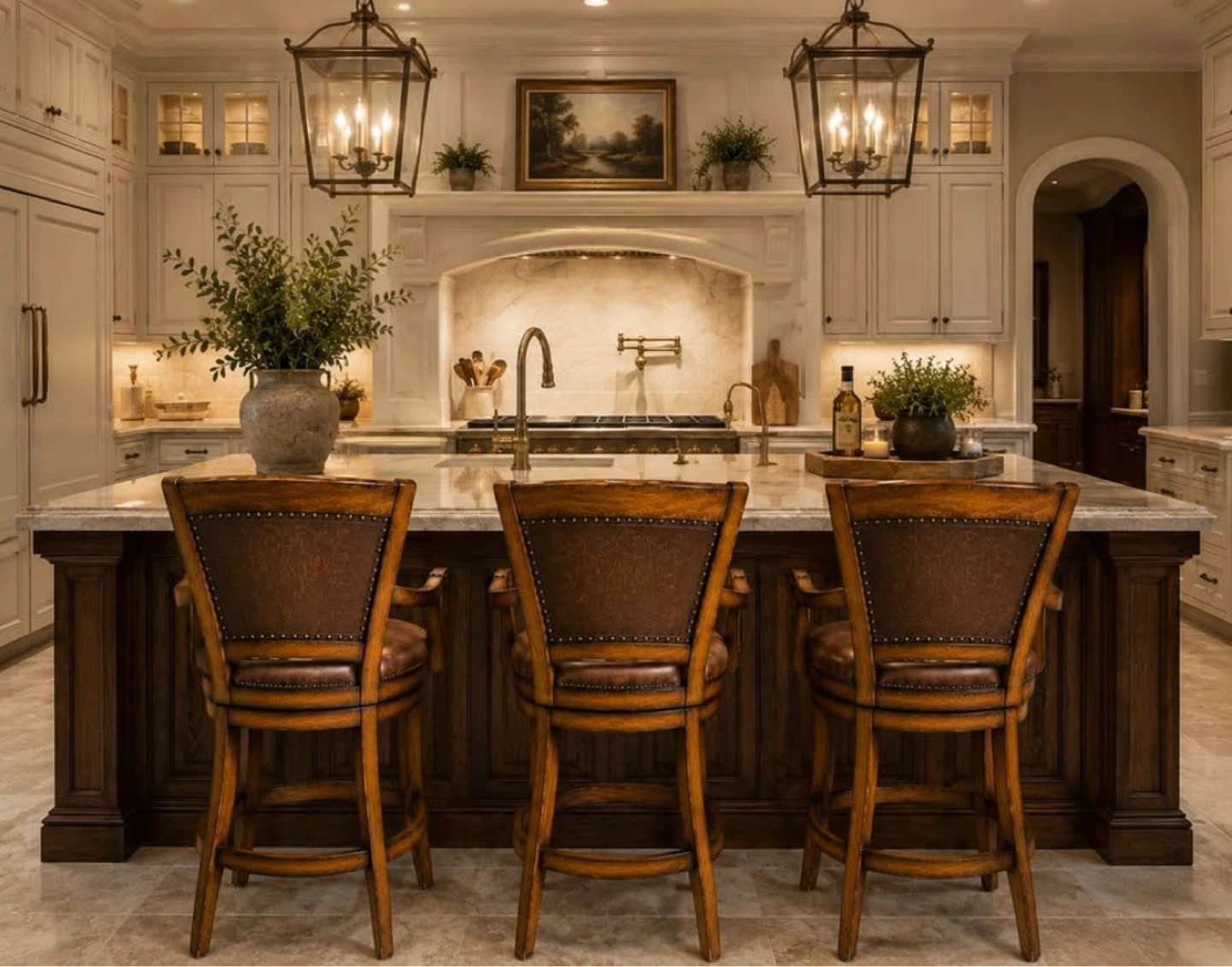 Luxurious Artista Tuscan Style Leather Swivel Bar Stools (Three) - photo 4