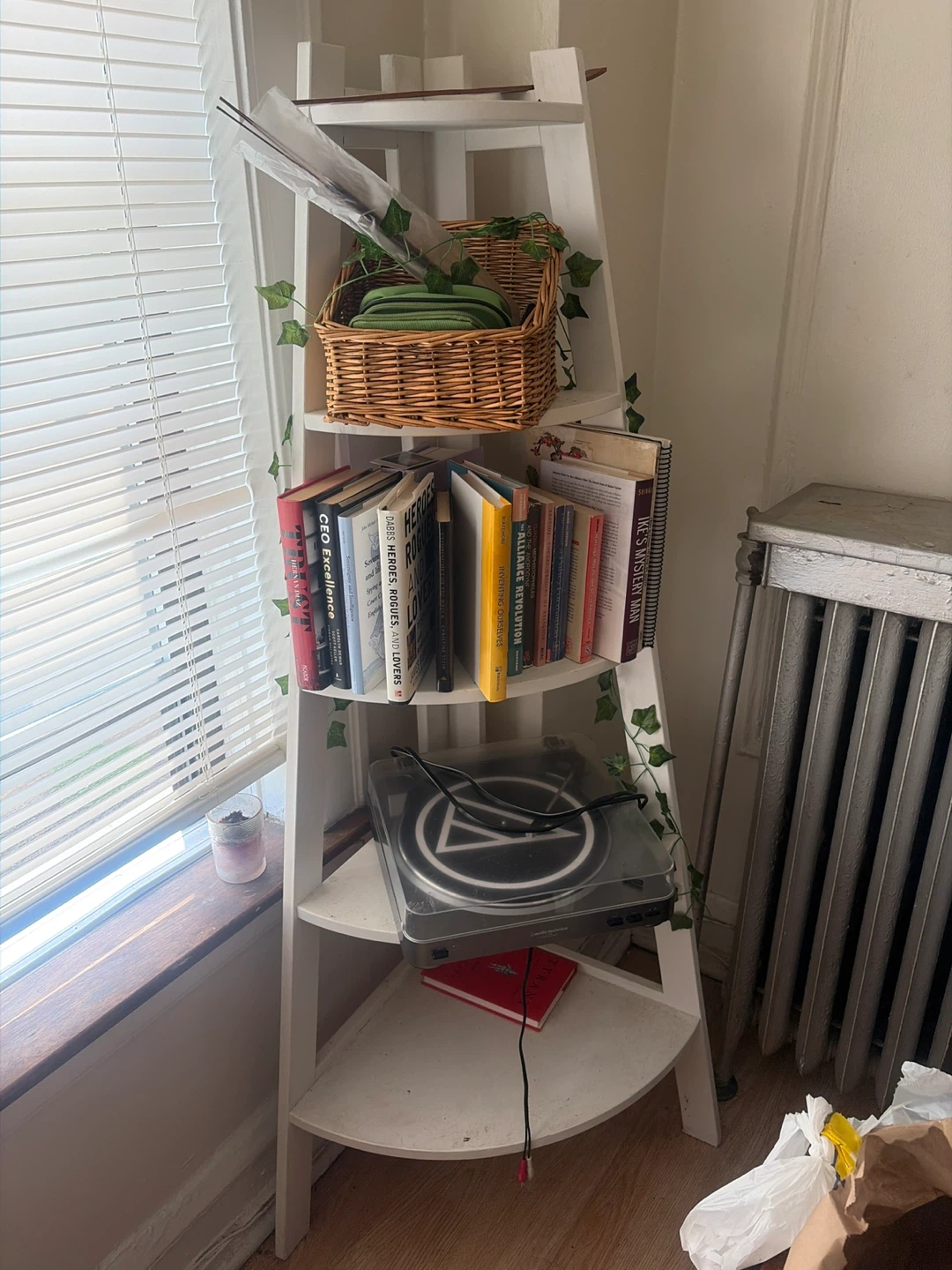 White Corner Shelf Unit