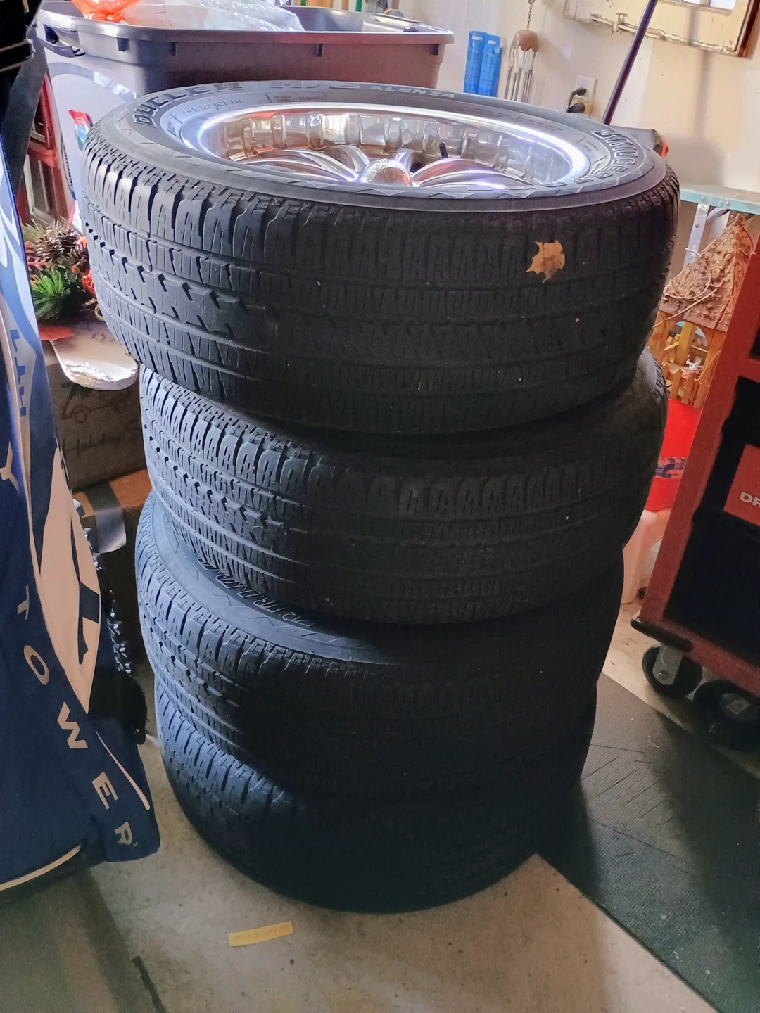 Set of 4 Bridgestone Tires with Chrome Rims