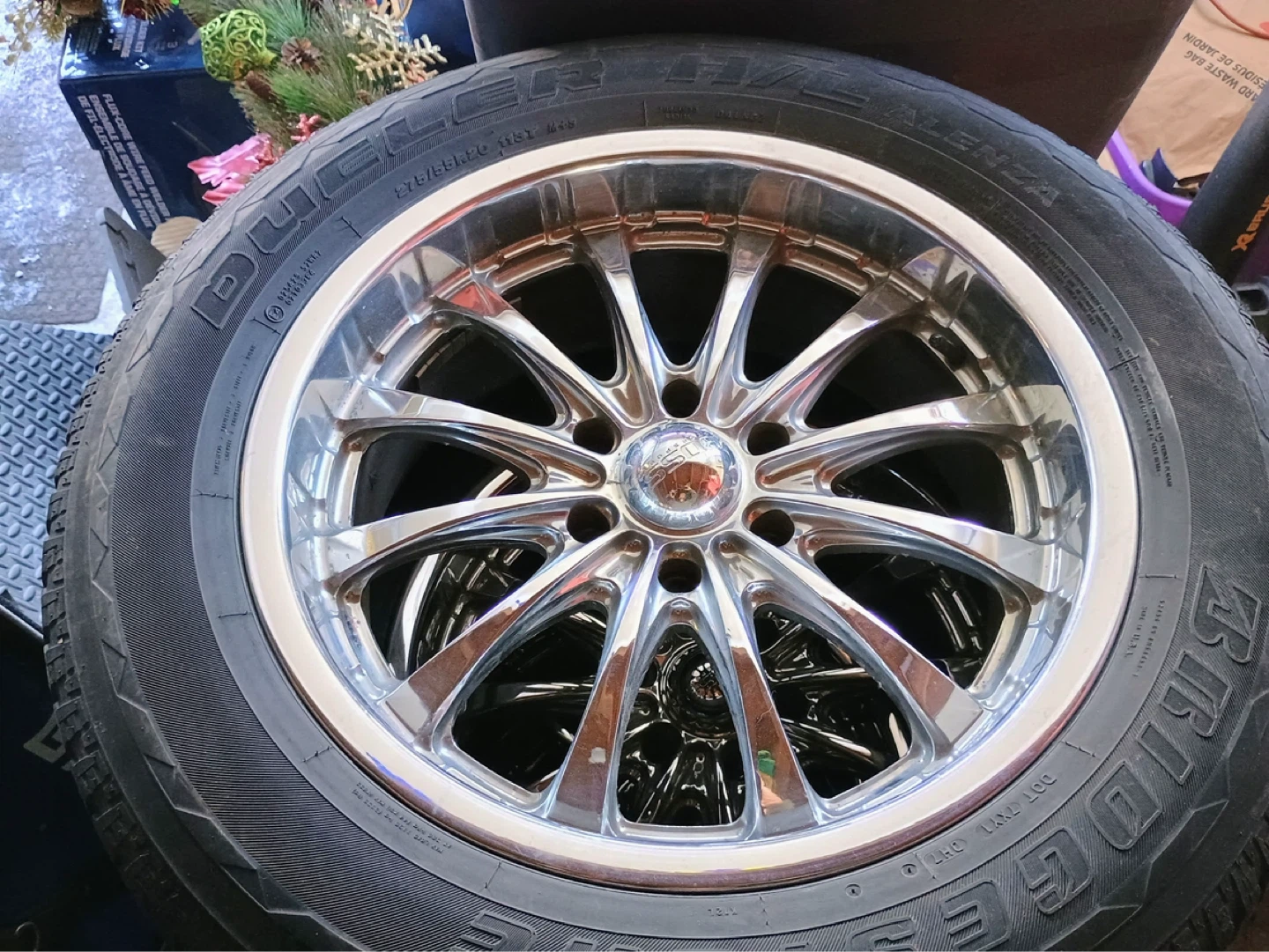 Set of 4 Bridgestone Tires with Chrome Rims - photo 2