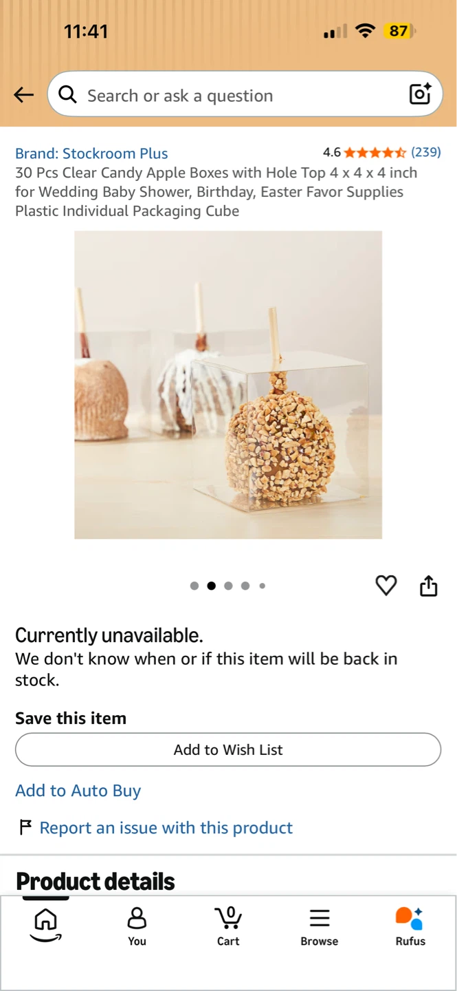 Stockroom Plus 30 Clear Candy Apple Boxes (4x4x4 Inch) - photo 3