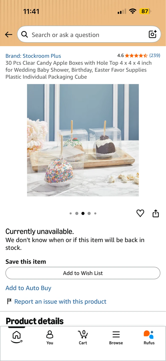 Stockroom Plus 30 Clear Candy Apple Boxes (4x4x4 Inch) - photo 2