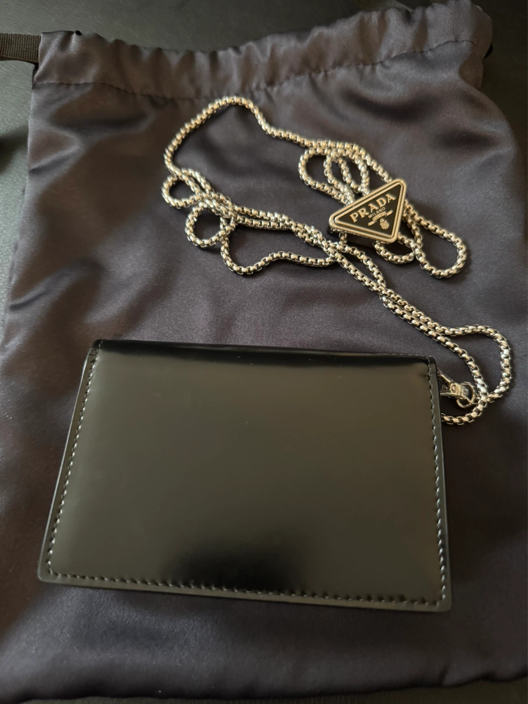 Prada Black Leather Chain Wallet - photo 2