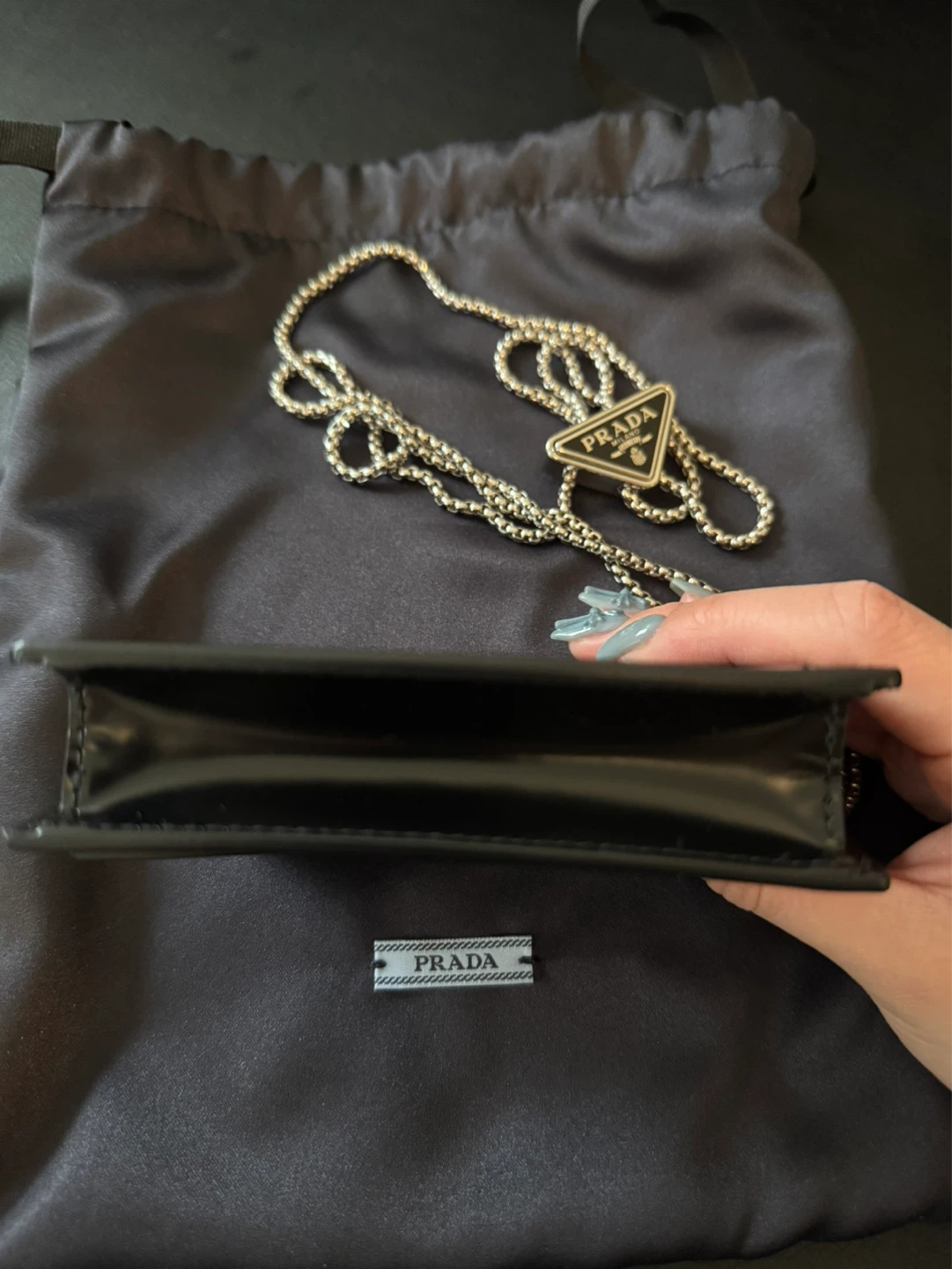 Prada Black Leather Chain Wallet - photo 3