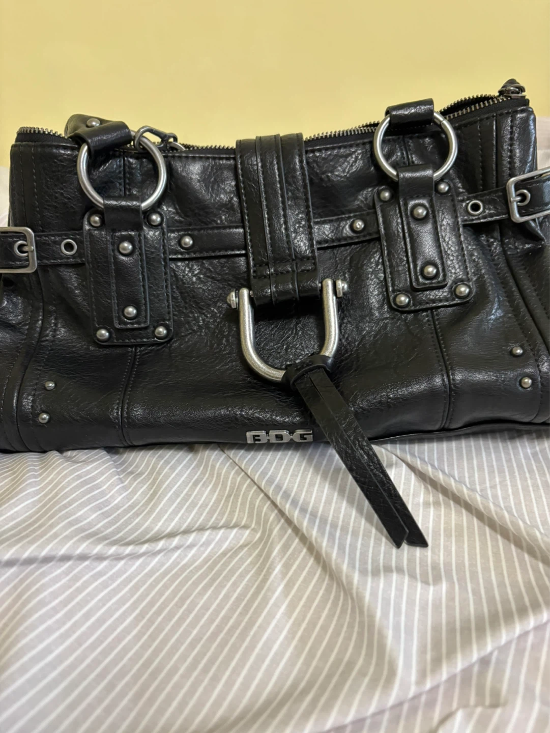 Black Leather BDG Satchel Bag