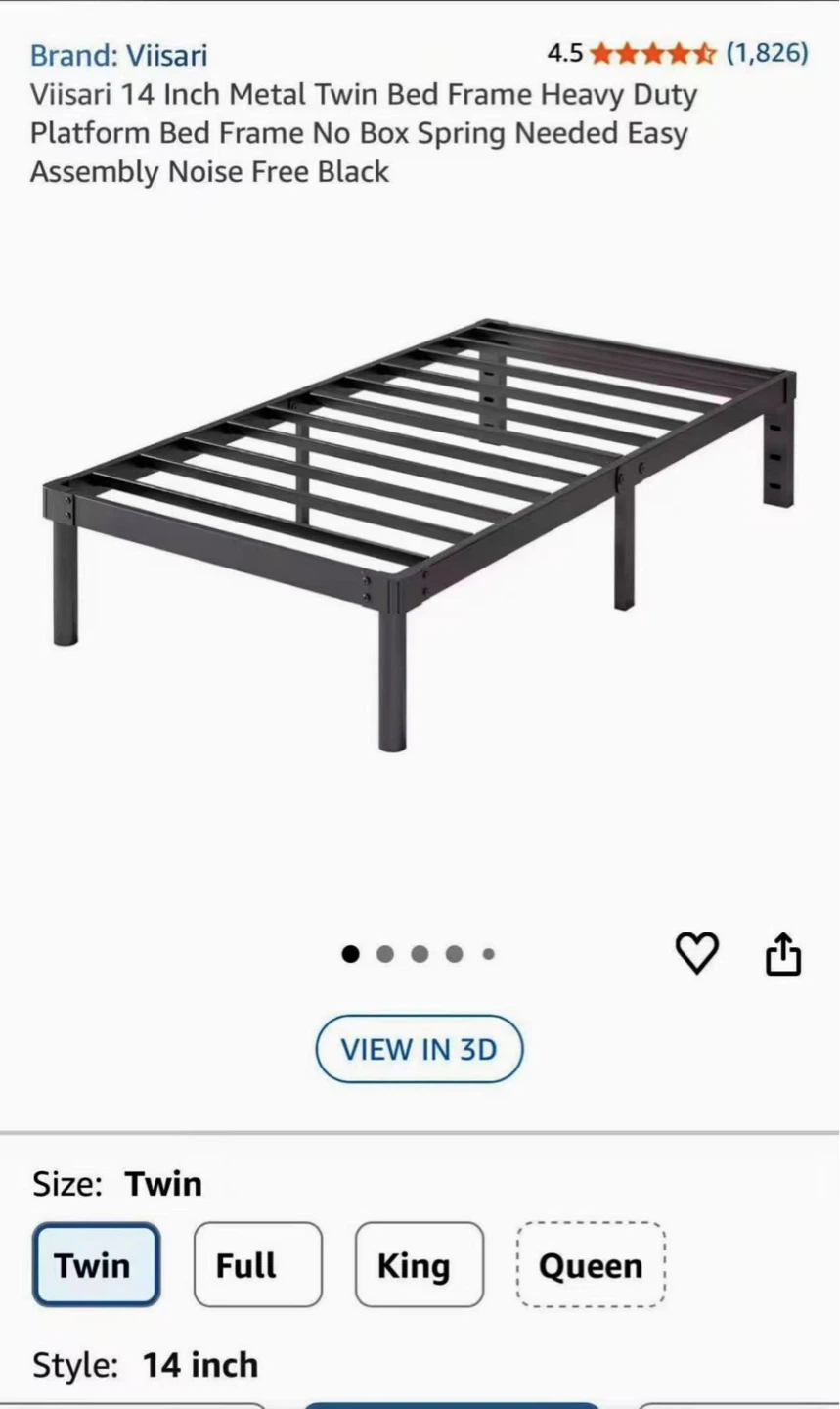 Viisari Twin 14 Inch Metal Bed Frame - photo 2