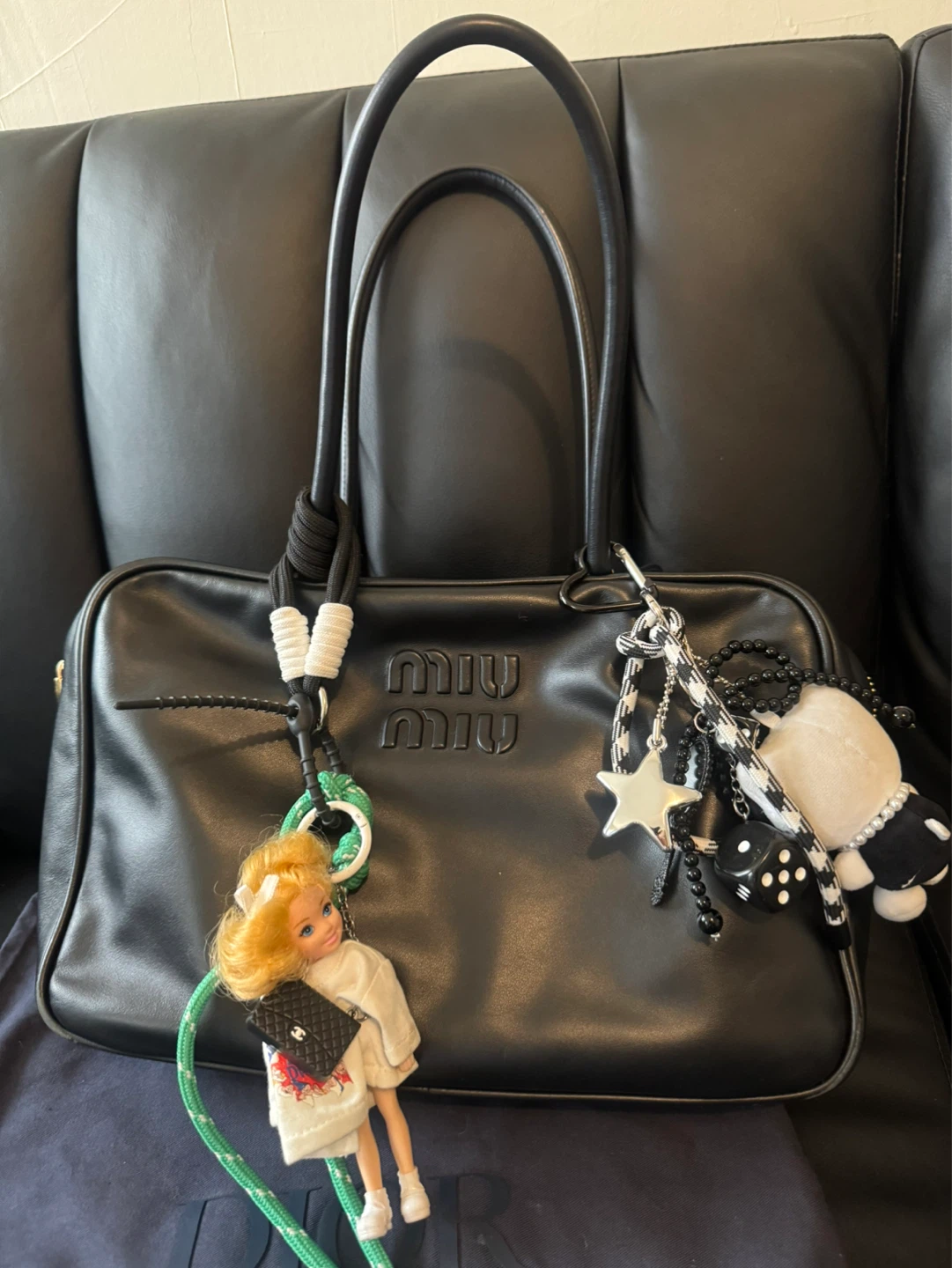 Miu Miu Black Leather Top Handle Bag