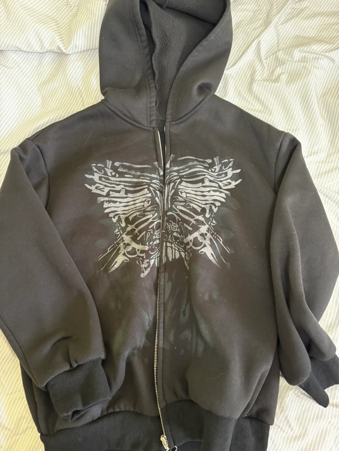 Black Graphic Zip-Up Hoodie