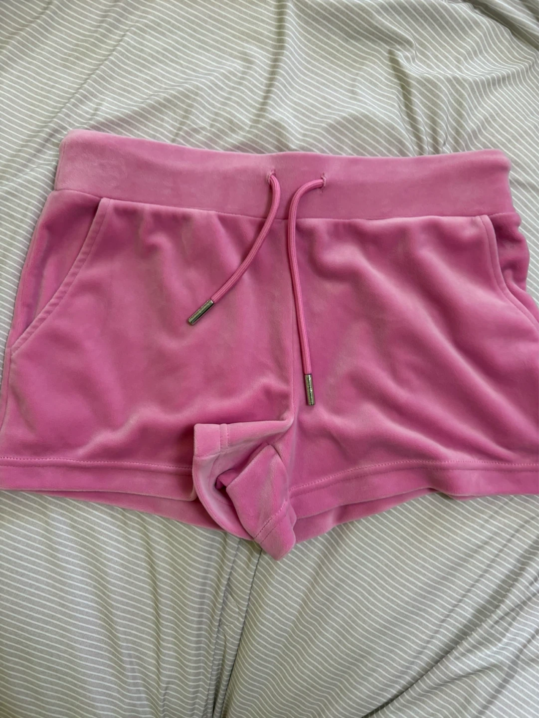 Juicy Couture Pink Velour Shorts with Rhinestones