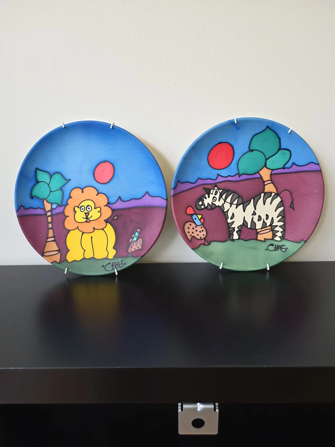 Decorative Plates - Lion & Zebra Artwork